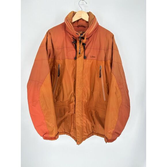 Vintage LL Bean Mens‎ XL Regular Hooded Primaloft Ski Parka Jacket Orange OWV78